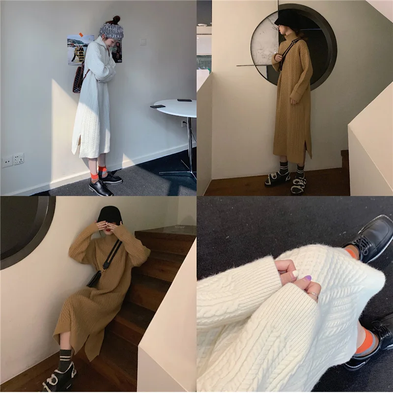 One-Piece Korean Fashion Explosive Autumn Winter Thick Split Twist Knitted Bottom Turtleneck Women'S Clothing Sweater Dress
One-Piece Korean Fashion Explosive Autumn Winter Thick Split Twist Knitted Bottom Turtleneck Women'S Clothing Sweater Dress