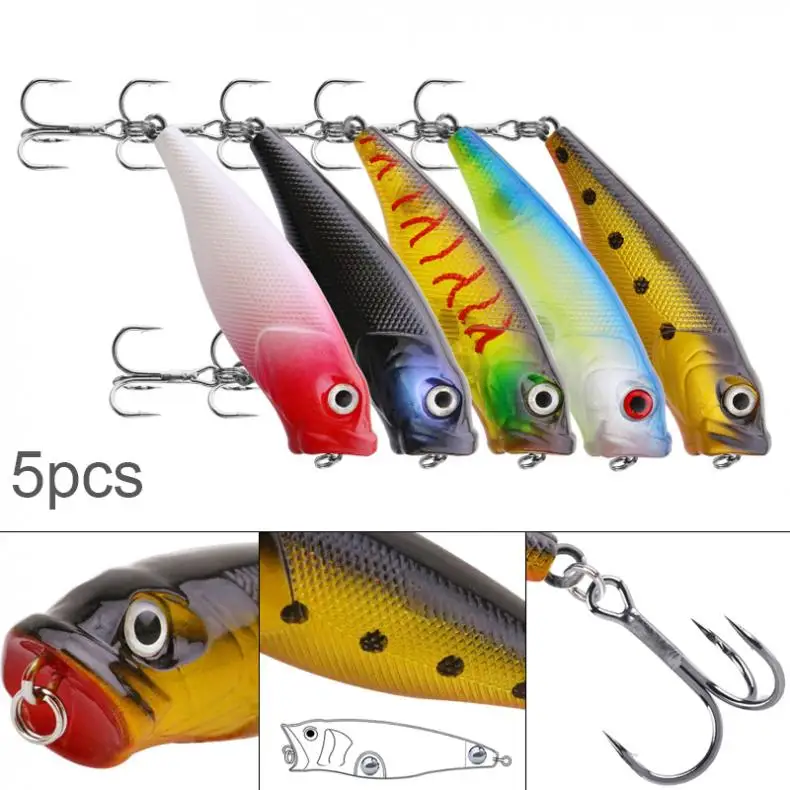 5pcs 7cm 8.5g Popper Fishing Lure Kits Spindrift Floating Lure Pesca Jig Fishing Hook Set Built in Steel Ball
5pcs 7cm 8.5g Popper Fishing Lure Kits Spindrift Floating Lure Pesca Jig Fishing Hook Set Built in Steel Ball