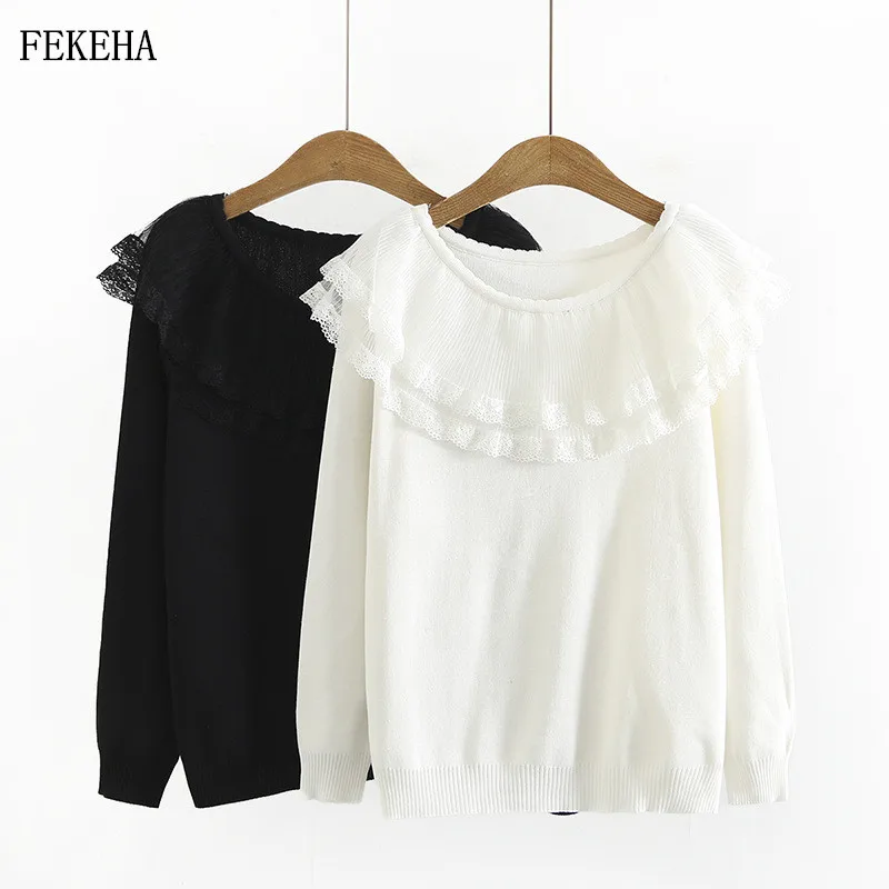 Autumn Winter Lace Patchwork Sweater Women Pullover White Lady Jumper Knitwear Plus Size Black Knitted Tops
Autumn Winter Lace Patchwork Sweater Women Pullover White Lady Jumper Knitwear Plus Size Black Knitted Tops