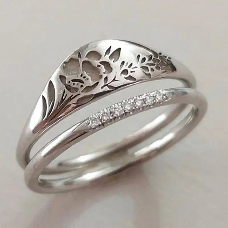 New Fashion and Elegant Ladies Alloy Hollow Flower Ring Casual Engagement Wedding Party Inlaid Zircon Ring Jewelry
New Fashion and Elegant Ladies Alloy Hollow Flower Ring Casual Engagement Wedding Party Inlaid Zircon Ring Jewelry
