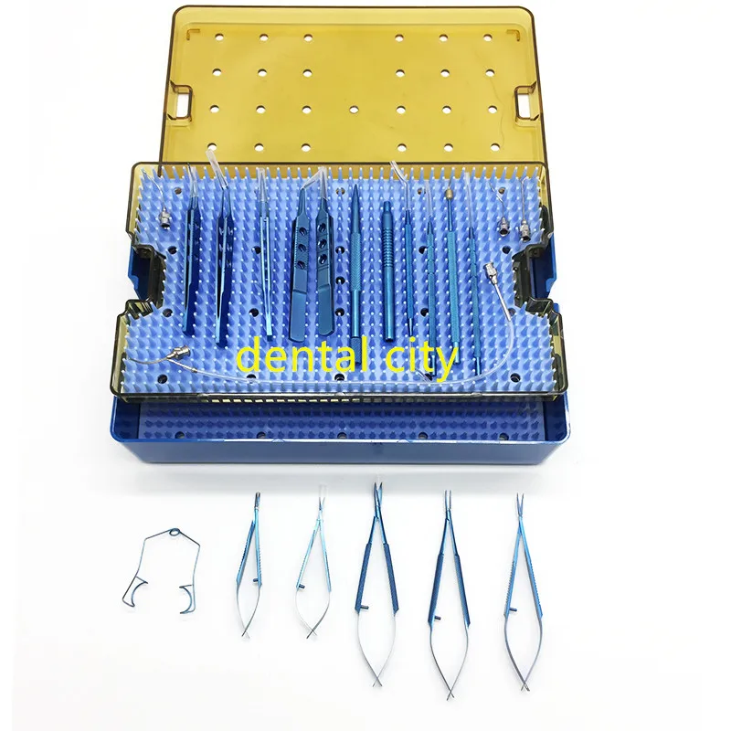 Cataract Set 21PCS Titanium Ophthalmic Instruments Double layer sterilization tray box
Cataract Set 21PCS Titanium Ophthalmic Instruments Double layer sterilization tray box