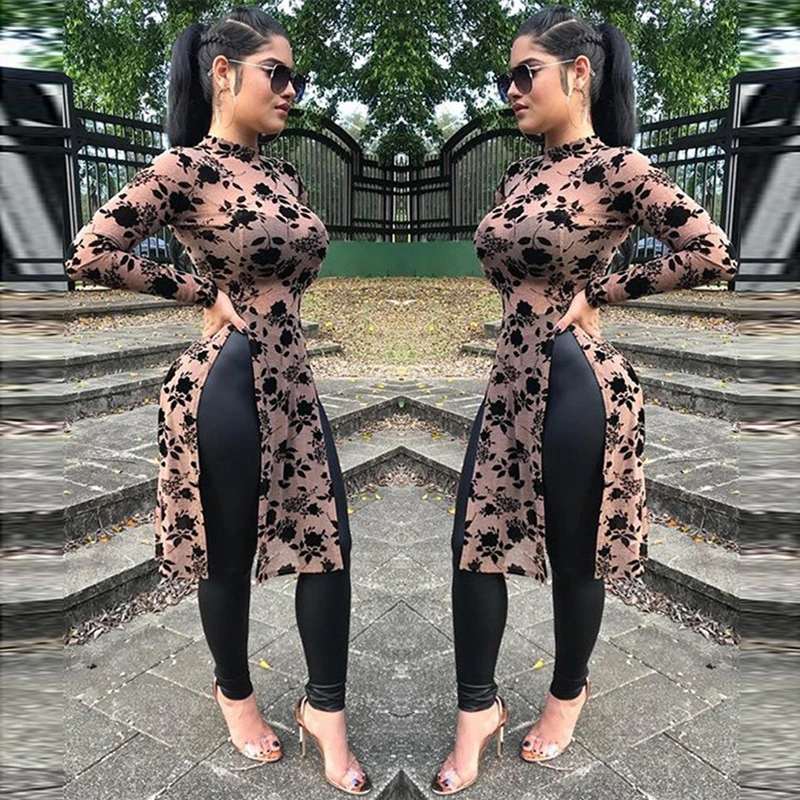 2020 Spring Women Fashion Mesh Print Long Tops High Collar High Split Casual Shirts Long Sleeve Womens Shirts Roupas Feminina 
2020 Spring Women Fashion Mesh Print Long Tops High Collar High Split Casual Shirts Long Sleeve Womens Shirts Roupas Feminina