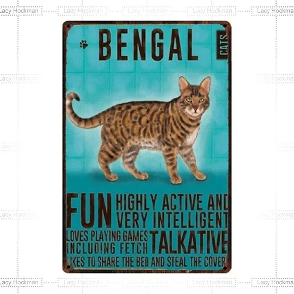 Bengal Cat Metal Sign Tin Poster Home Decor Bar Wall Art Painting 20*30 CM Size (20*30cm)
Bengal Cat Metal Sign Tin Poster Home Decor Bar Wall Art Painting 20*30 CM Size (20*30cm)