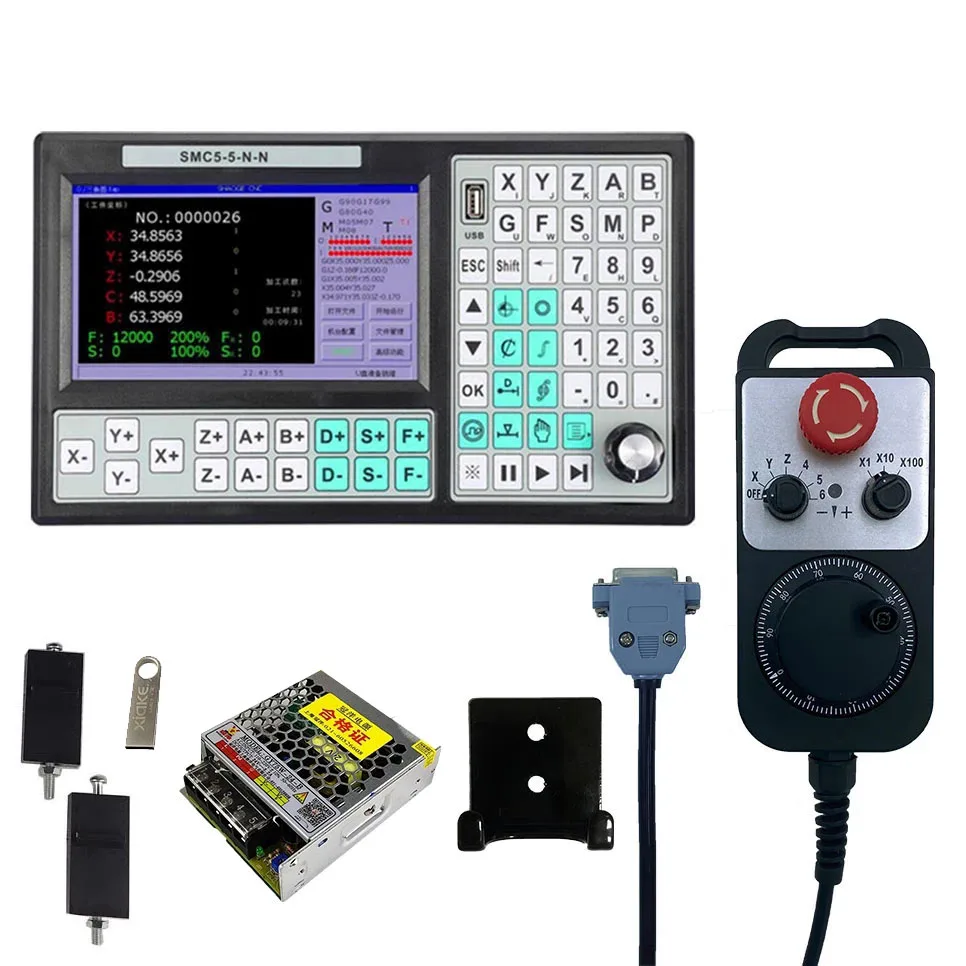 CNC offline controller kit SMC5-5-N-N 5 axis set 500KHz motion control system + 6 axis emergency stop hand wheel + 75W power
CNC offline controller kit SMC5-5-N-N 5 axis set 500KHz motion control system + 6 axis emergency stop hand wheel + 75W power