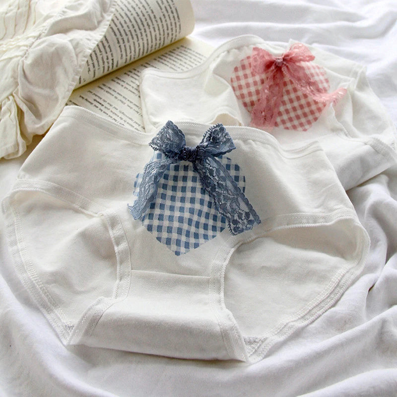 DINGDNSHOW Lace Panties Cotton Print Lovely Mid Rise Breathable Briefs Sexy Plaid Underwear Women Bow 
DINGDNSHOW Lace Panties Cotton Print Lovely Mid Rise Breathable Briefs Sexy Plaid Underwear Women Bow