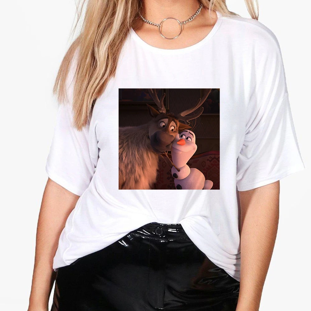 Disney T Shirt Women Frozen Funny Sven and Cute Olaf Graphic Printed Vogue White Tshirt Sweet Exquisite Summer Women Top
Disney T Shirt Women Frozen Funny Sven and Cute Olaf Graphic Printed Vogue White Tshirt Sweet Exquisite Summer Women Top