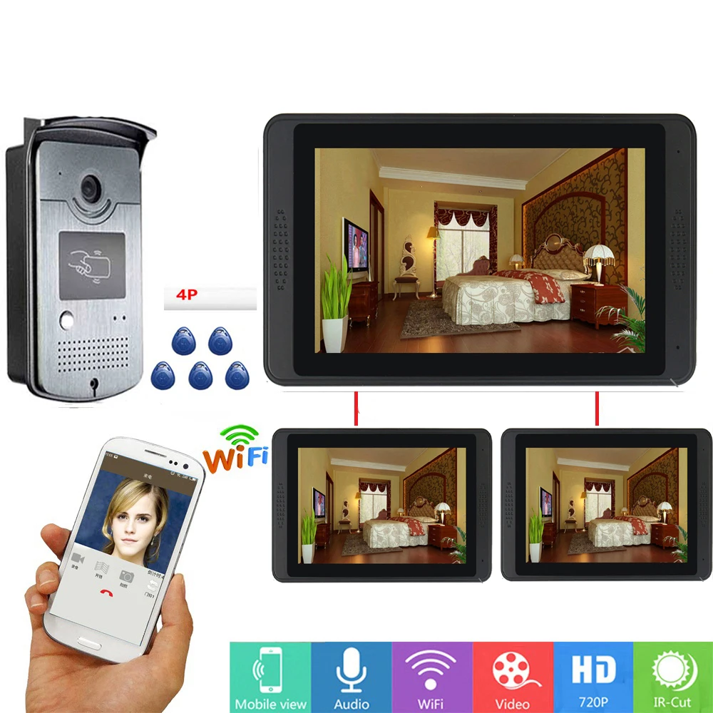RFID Access Control Video Intercom 7 Inch Monitor Wifi Wireless Video Door Phone Doorbell Visual Door Intercom Camera System
RFID Access Control Video Intercom 7 Inch Monitor Wifi Wireless Video Door Phone Doorbell Visual Door Intercom Camera System