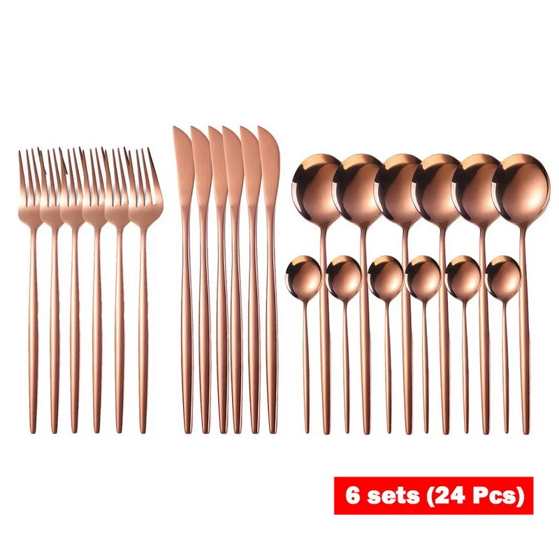 24pcs Gold Dinnerware Set Stainless Steel Tableware Set Knife Fork Spoon Flatware Set Cutlery Set Bright light
24pcs Gold Dinnerware Set Stainless Steel Tableware Set Knife Fork Spoon Flatware Set Cutlery Set Bright light