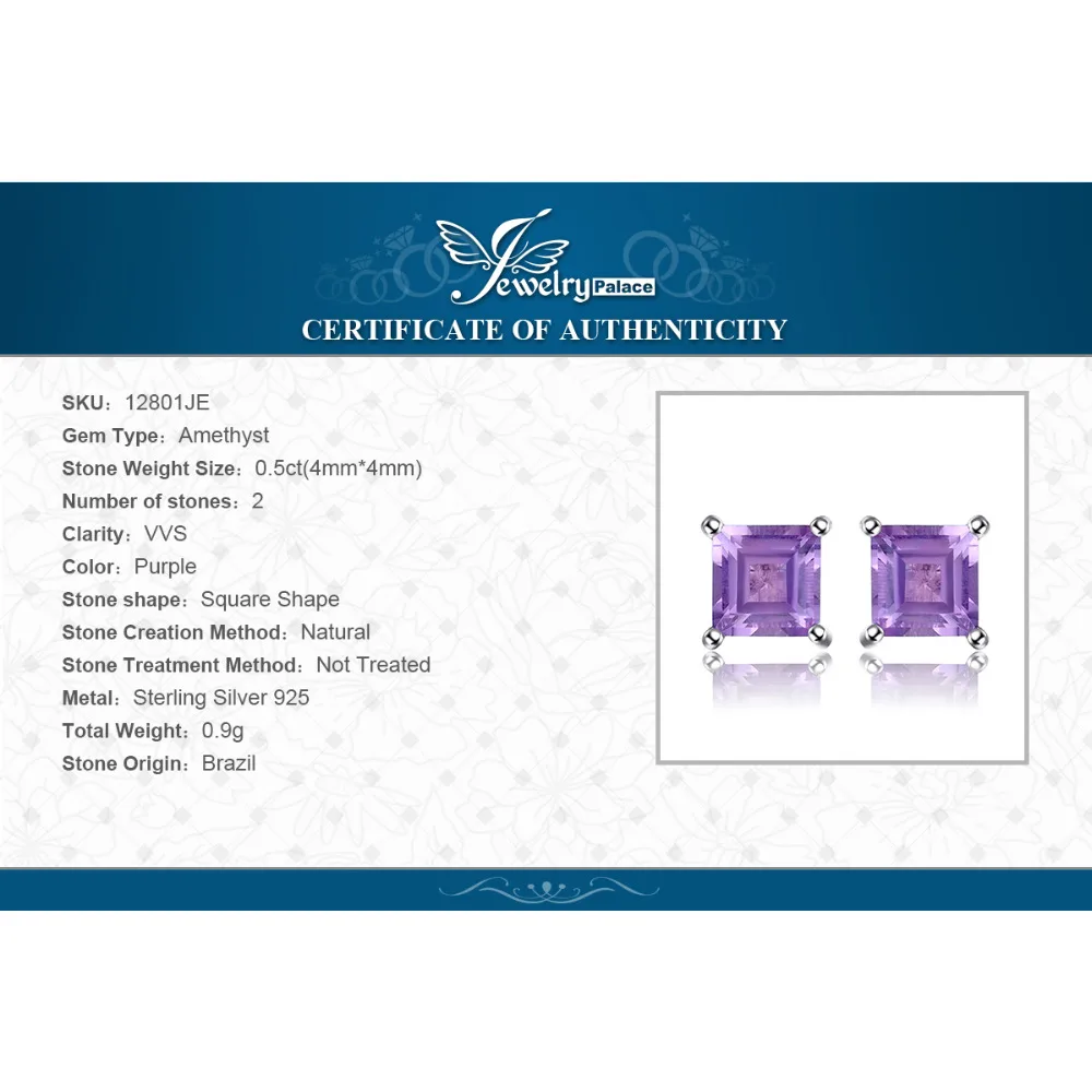 JewelryPalace Square Genuine Amethyst Stud Earrings 925 Sterling Silver Earrings For Women Korean Earings Fashion Jewelry 2021
JewelryPalace Square Genuine Amethyst Stud Earrings 925 Sterling Silver Earrings For Women Korean Earings Fashion Jewelry 2021
