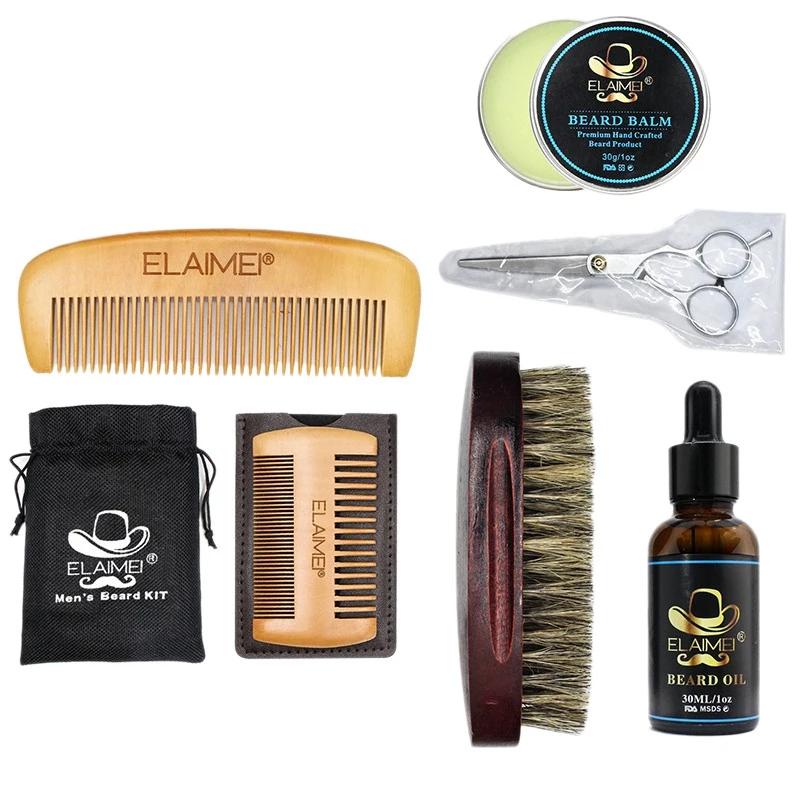 ELAIMEI 6PCS/Lot Beard Care Tool Set Beard Comb Bristle Brush Scissors Beard Cream Oil Moisturizing Wax Beard Care Set
ELAIMEI 6PCS/Lot Beard Care Tool Set Beard Comb Bristle Brush Scissors Beard Cream Oil Moisturizing Wax Beard Care Set