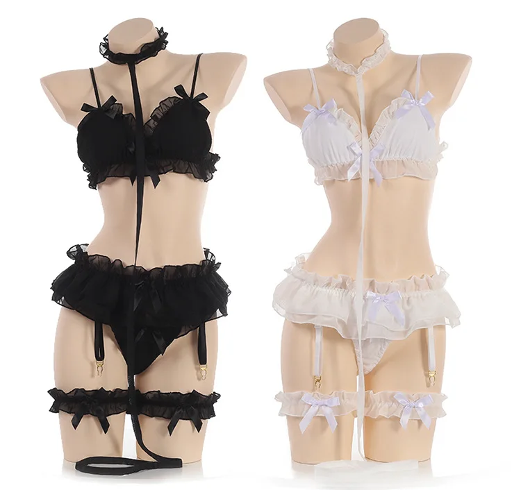 White Black Sheer Lingerie Sexy Hot Erotic Lace Bra And Panty Set With Collar Leg Rings For Women Japanese Cute Babydoll Outfit
White Black Sheer Lingerie Sexy Hot Erotic Lace Bra And Panty Set With Collar Leg Rings For Women Japanese Cute Babydoll Outfit
