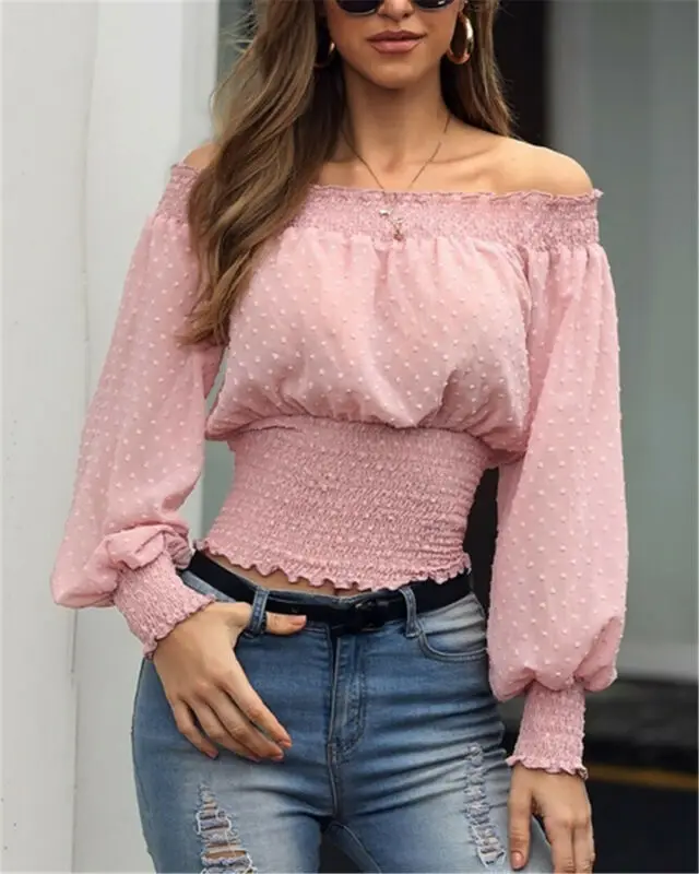 2019 Autumn Chiffon Slim Blouses Off Shoulder Wavy Ruffled Crop Tops Polka dot Bandeau Party Club Women Lantern Sleeve Plus Size
2019 Autumn Chiffon Slim Blouses Off Shoulder Wavy Ruffled Crop Tops Polka dot Bandeau Party Club Women Lantern Sleeve Plus Size