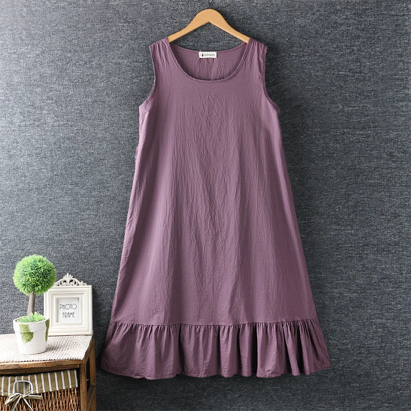 Women's New Summer Dress Japanese Small Fresh Round Neck Solid Color Cotton Loose Vest Ruffled Bottoming Vest Dress
Women's New Summer Dress Japanese Small Fresh Round Neck Solid Color Cotton Loose Vest Ruffled Bottoming Vest Dress