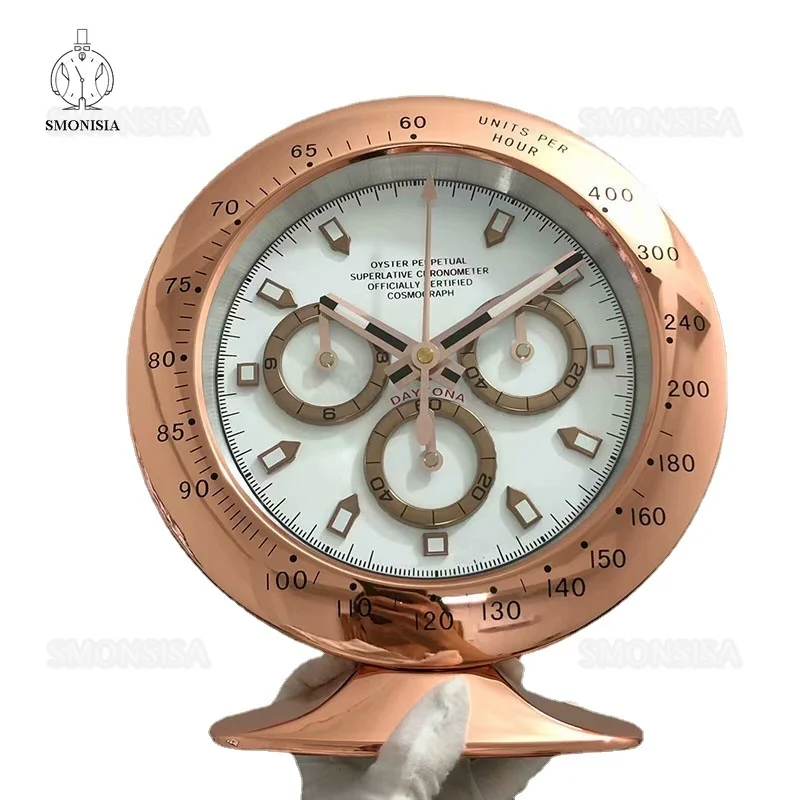 

Metal Watch Shape Table Clock with Glowing Features with Silent Mechanism Art Watch Clocks on The Wall with Logo