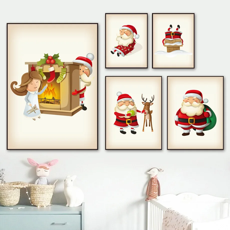 Christmas Fireplace Deer Santa Claus Sock Bells Wall Art Canvas Painting Nordic Posters And Prints Wall Pictures Kids Room Decor
Christmas Fireplace Deer Santa Claus Sock Bells Wall Art Canvas Painting Nordic Posters And Prints Wall Pictures Kids Room Decor