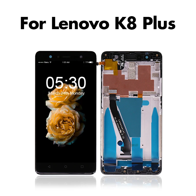 Оригинальный ЖК экран для Lenovo K8 Plus рамка + сенсорная панель дигитайзер Ремонт