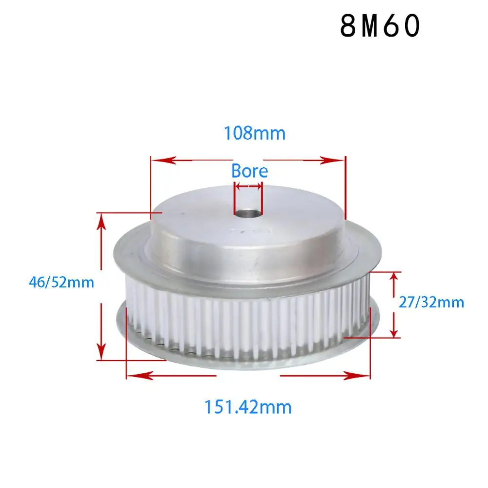 1Pcs BF Type 56-72 Teeth 8M Timing Belt Pulley Slot Width 27mm/32mm Pitch 8mm For 25mm/30mm Belt CNC/Step Motor
1Pcs BF Type 56-72 Teeth 8M Timing Belt Pulley Slot Width 27mm/32mm Pitch 8mm For 25mm/30mm Belt CNC/Step Motor