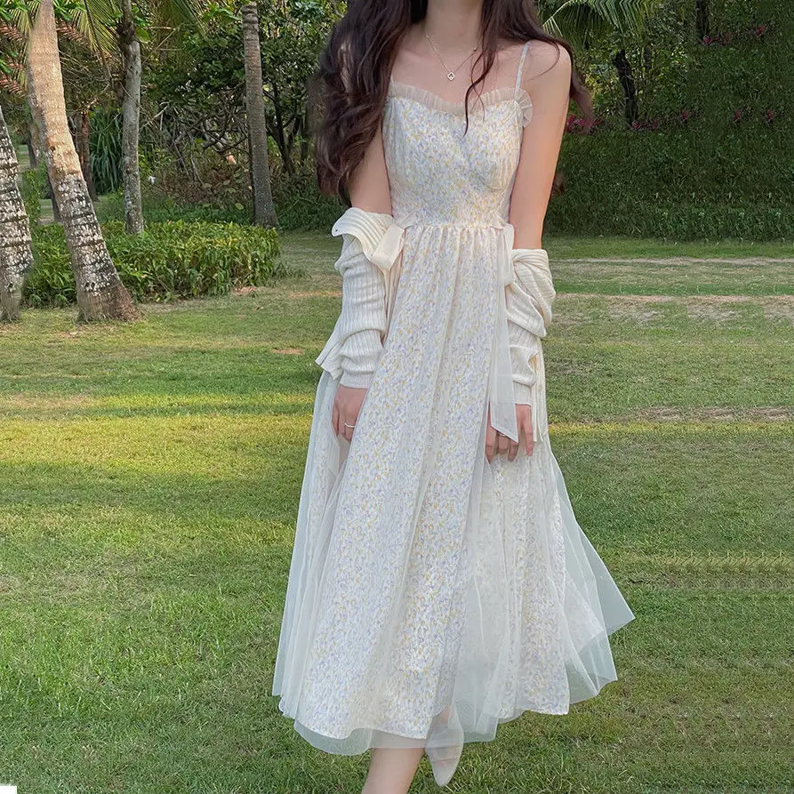 Korean Fashion Sleeveless Elegant Mesh Midi Dress Bow Design Vintage Floral Dress Lace-up Party Sundresses for Women Summer
Korean Fashion Sleeveless Elegant Mesh Midi Dress Bow Design Vintage Floral Dress Lace-up Party Sundresses for Women Summer
