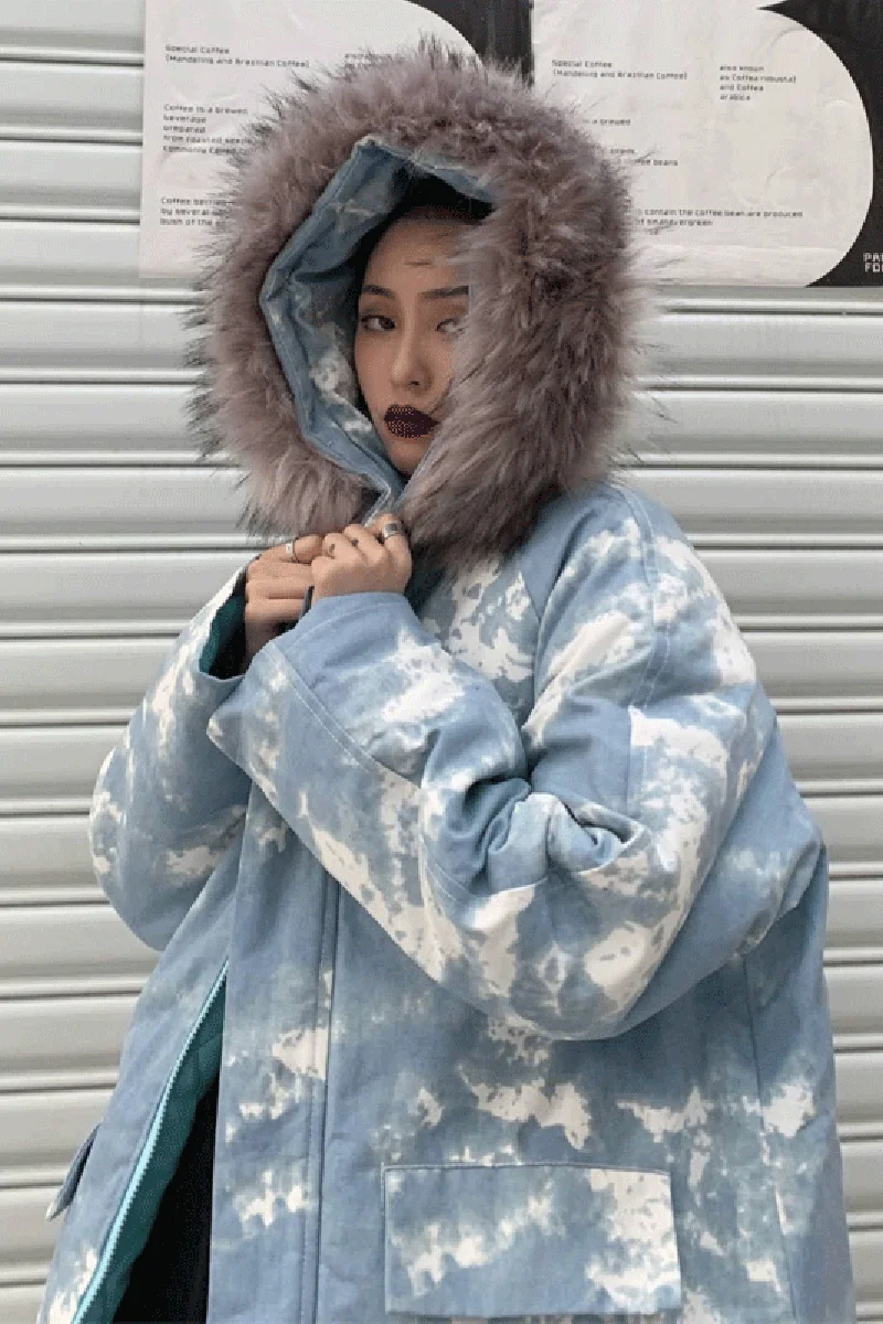 2019 женская зимняя куртка свободная Harajuku утепленная камуфляжная с капюшоном и