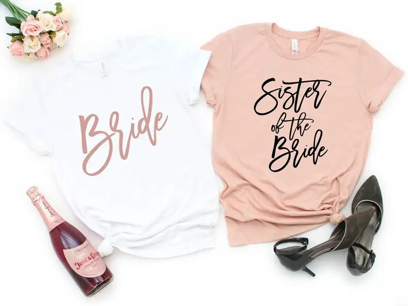 Bride And Sister Of The Bride Shirt Fashion Bachelorette Party Aesthetic Female Cotton O Neck Casual Short Sleeve Top Tees goth
Bride And Sister Of The Bride Shirt Fashion Bachelorette Party Aesthetic Female Cotton O Neck Casual Short Sleeve Top Tees goth