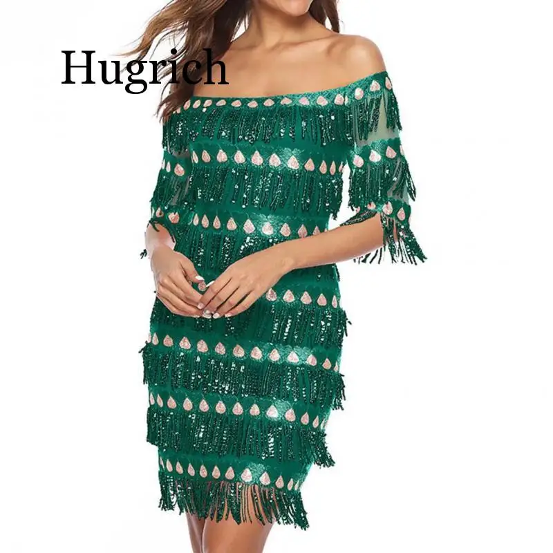2020 Fashion Women's Fashion Sexy Tassel Solid Plus Size Half Shining Mini Sequin Dress Sequin Slash Neck Summer Women Dress
2020 Fashion Women's Fashion Sexy Tassel Solid Plus Size Half Shining Mini Sequin Dress Sequin Slash Neck Summer Women Dress