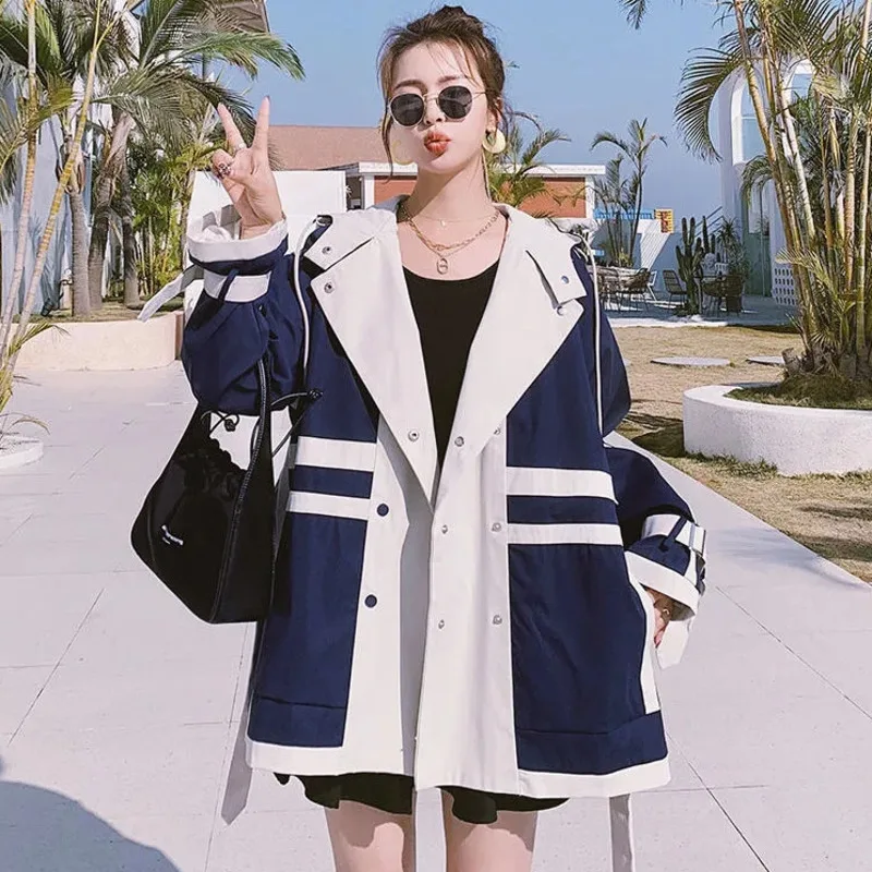 Fashion Splicing Trench Coat Women Vintage Outerwear Overcoat Loose Korean Jackets Tops Femme Casaco Feminino Chaquetas De Mujer 
Fashion Splicing Trench Coat Women Vintage Outerwear Overcoat Loose Korean Jackets Tops Femme Casaco Feminino Chaquetas De Mujer