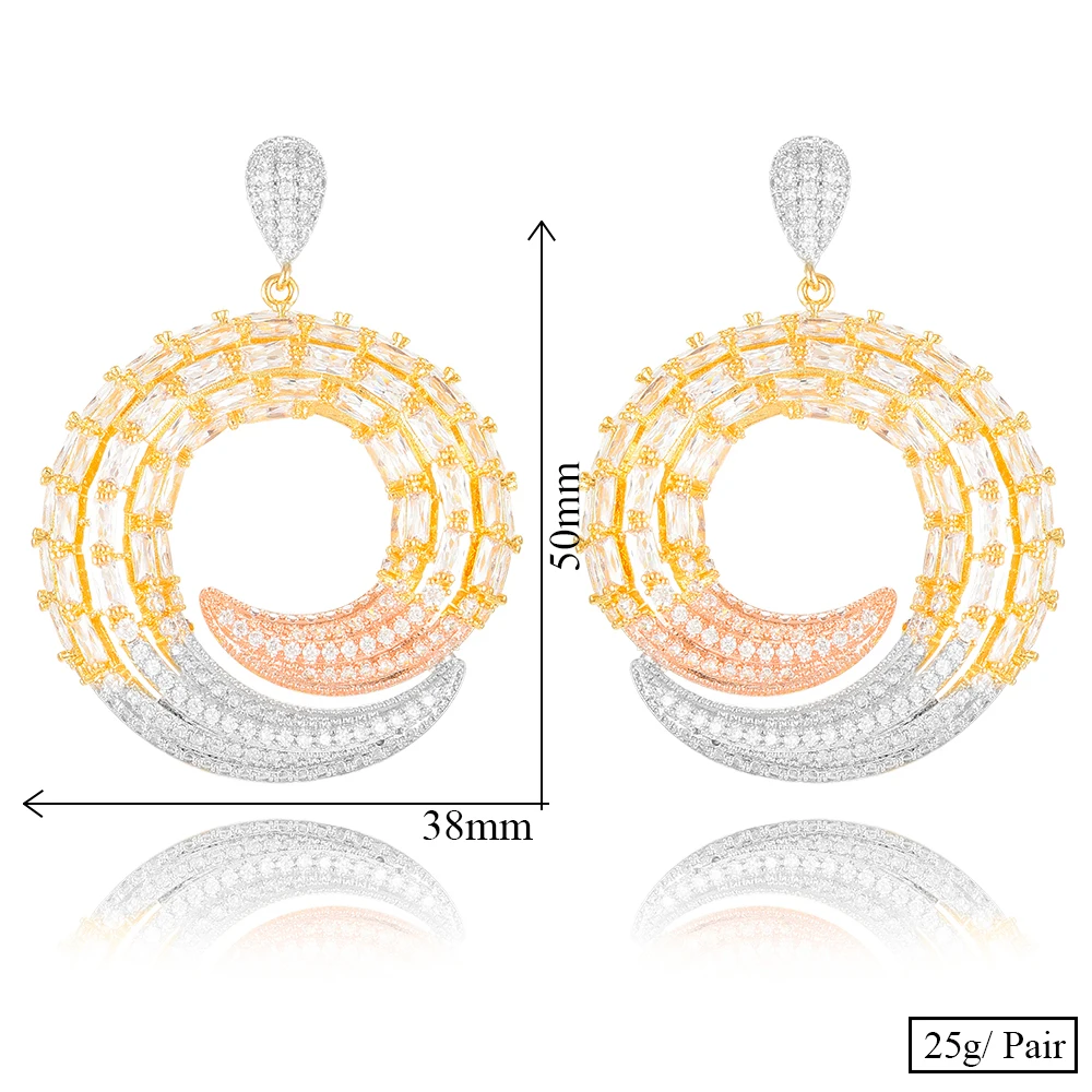 Siscathy Luxury Round Shape Dangle Earrings For Women Wedding Full Cubic Zircon Crystal CZ Dubai Bridal Earrings Fashion Jewelry 
Siscathy Luxury Round Shape Dangle Earrings For Women Wedding Full Cubic Zircon Crystal CZ Dubai Bridal Earrings Fashion Jewelry