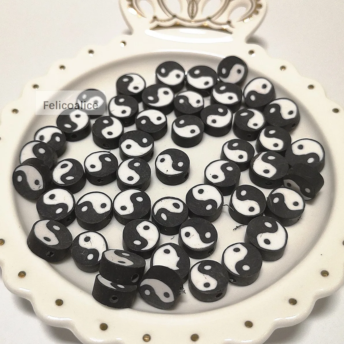 20pcs 10mm Polymer Clay Black Tai Chi Round Shape Spacer Beads For Jewelry Making DIY Handmade Accessories
20pcs 10mm Polymer Clay Black Tai Chi Round Shape Spacer Beads For Jewelry Making DIY Handmade Accessories