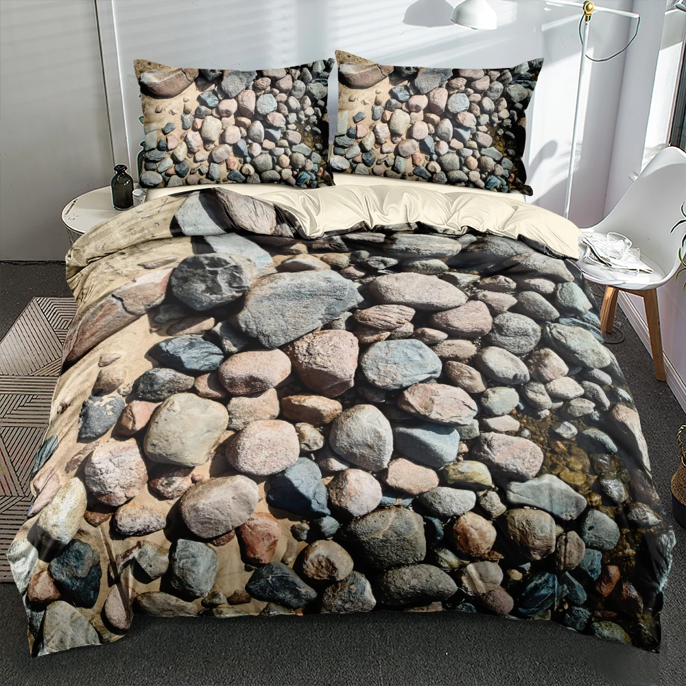 

3D Digital Stones Bedding Set Custom Design Quilt/Duvet Cover Set Twin Queen King Size 245x210cm Bed Linen Durable Home Textile