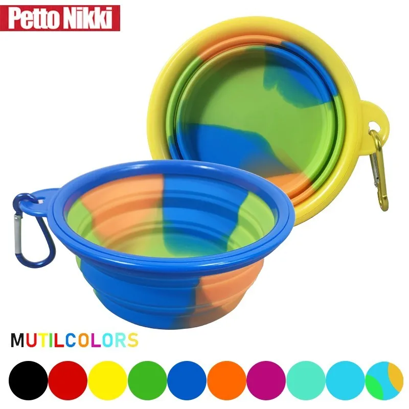 

350ml 1pc Collapsible Dog Bowls Feeder With Carabiner Folding Cat Bowl Travel Dog Feeding Water Travel Portable Puppy Walking