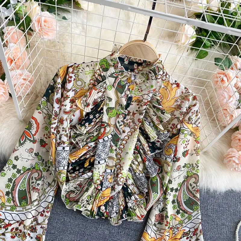 Women's Spring Autumn Runway Fashion Long Sleeve Ruffles Print Shirt Female High Waist Casual Blouse Tees Tops TB1580
Women's Spring Autumn Runway Fashion Long Sleeve Ruffles Print Shirt Female High Waist Casual Blouse Tees Tops TB1580