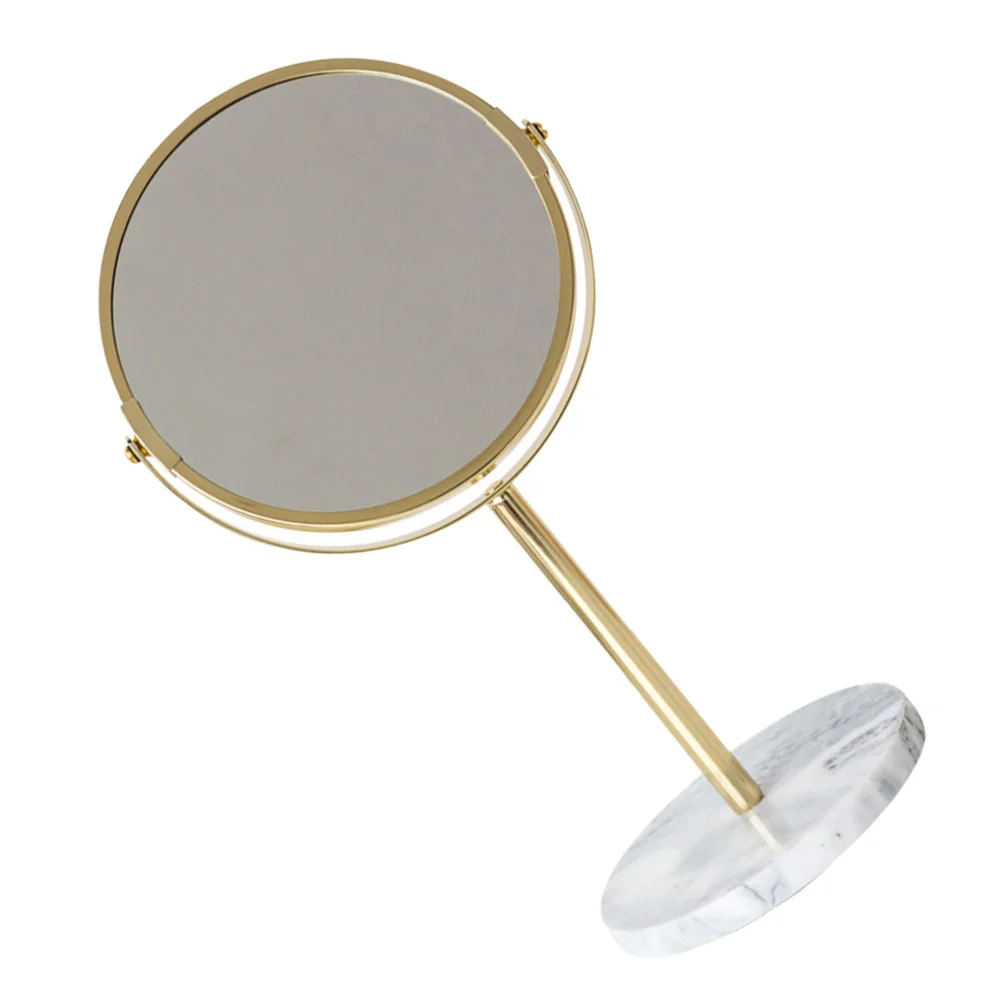 1Pc Desktop Makeup Mirror Marble Cosmetics Mirror Girl Makeup Mirror (Golden)