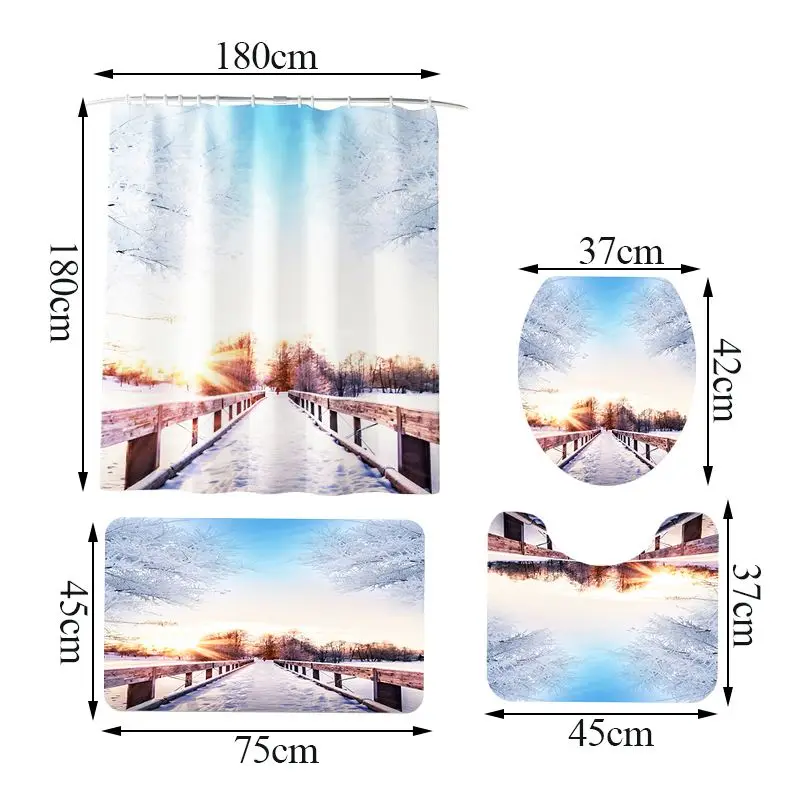 Winter Snow Print Shower Curtain Bath Account Carpet Set Non-slip Bathroom Toilet Seat Bathroom Partition Curtain Decoration
Winter Snow Print Shower Curtain Bath Account Carpet Set Non-slip Bathroom Toilet Seat Bathroom Partition Curtain Decoration