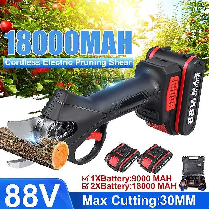 88V Electric Cordless Pruner Pruning Shear with 9000mAh Lithium-ion Battery Efficient Fruit Tree Bonsai Pruning Cutter EU Plug
88V Electric Cordless Pruner Pruning Shear with 9000mAh Lithium-ion Battery Efficient Fruit Tree Bonsai Pruning Cutter EU Plug