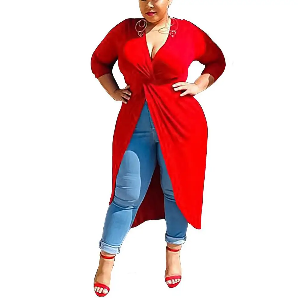 Women Plus Size Clothing fall 2020 New Dress Red Long Sleeve Split Deep V Neck Plain Mid Calf Length Fashion Elegant Work Dress 
Women Plus Size Clothing fall 2020 New Dress Red Long Sleeve Split Deep V Neck Plain Mid Calf Length Fashion Elegant Work Dress