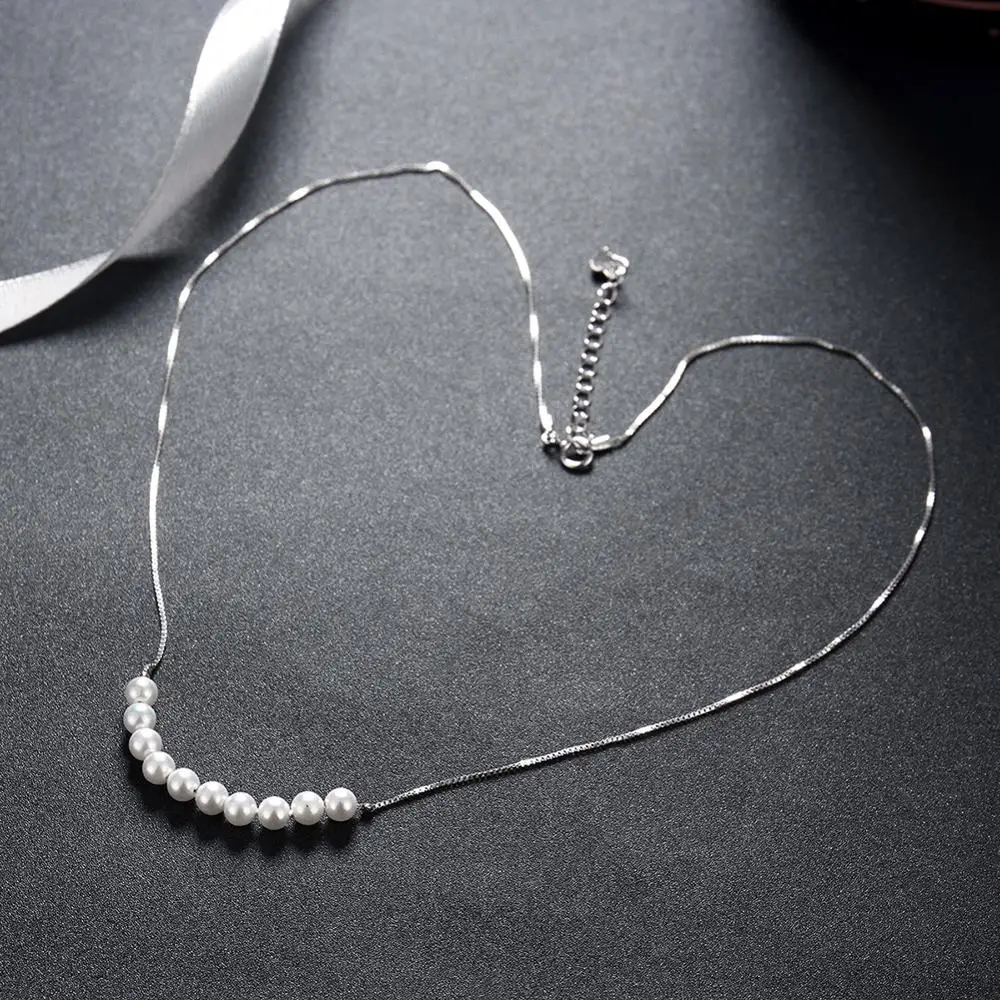 LEKANI Pearls Necklace Pendant DIY Making Crystals From Real 925 Silver Chain Collares For Women Wedding Office Gift 
LEKANI Pearls Necklace Pendant DIY Making Crystals From Real 925 Silver Chain Collares For Women Wedding Office Gift