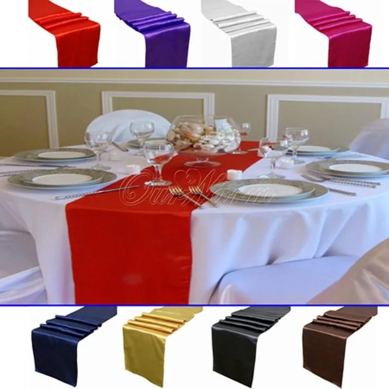 

Royal Blue Fashion Satin Table Runners Wedding Banquet Cloth Runners For Holiday Favor Party Supplies New Arrival