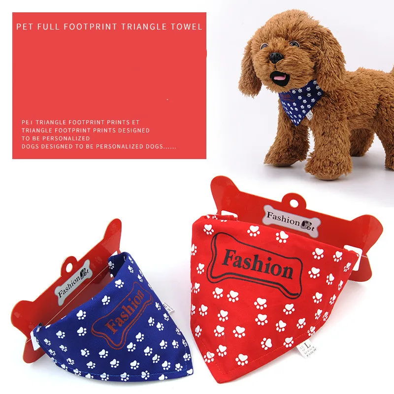 

Pet Bandanas Collar for Dogs Cats Adjustable Triangular Bibs Scarf CollarWashableBow tie Footprint Pattern Puppy Accessories
