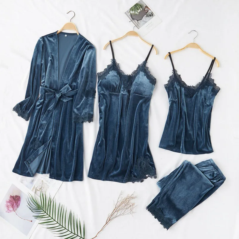 Women Pajamas Set Gold Velvet Warm Sleepwear Sexy Lace Pajamas Winter Home Clothes Female Long-sleeved Nightwear Sleep Clothing
Women Pajamas Set Gold Velvet Warm Sleepwear Sexy Lace Pajamas Winter Home Clothes Female Long-sleeved Nightwear Sleep Clothing