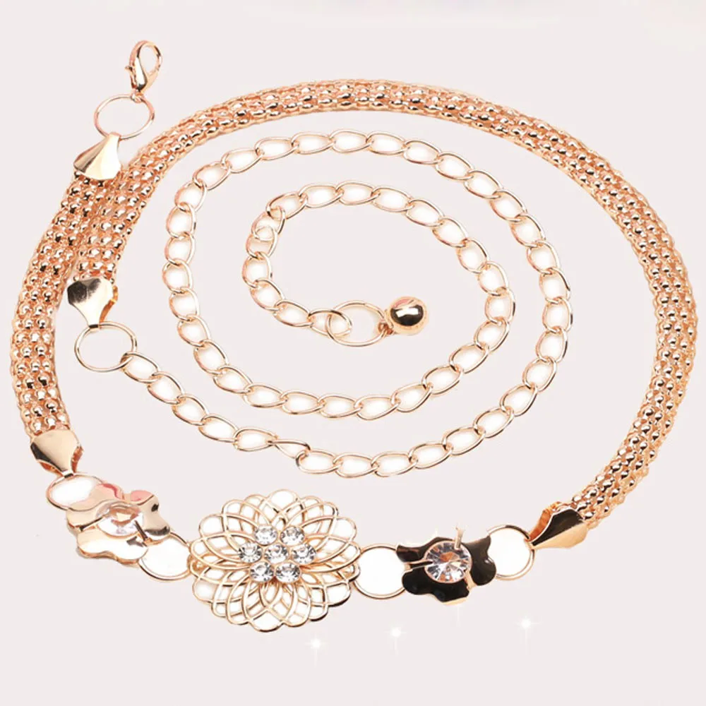 Women's Lady Fashion Metal Chain Style Belt Body Chain Hollow diamond flower waist chain belt 
Women's Lady Fashion Metal Chain Style Belt Body Chain Hollow diamond flower waist chain belt