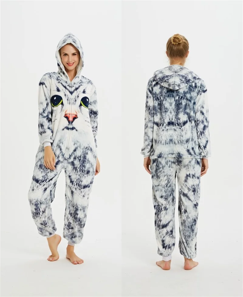3D кошка пижамы зеленый Triceratops Onesie Мультфильм кигуруми Комбинезоны для взрослых в