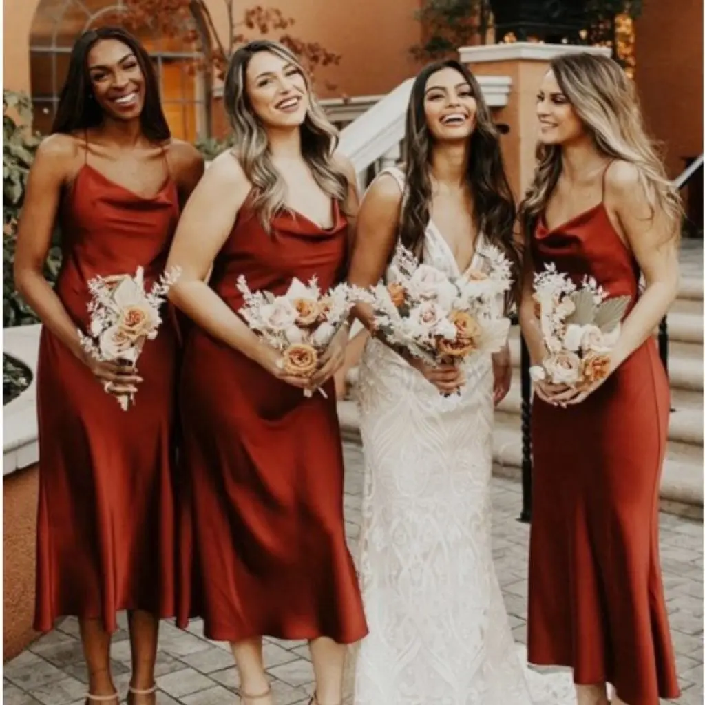 A-Line V-Neck Sleeveless Tea-Length Bridesmaid Dress Silk Satin Celebrity Formal Lady Wedding Guest Party Gown DQG1347
A-Line V-Neck Sleeveless Tea-Length Bridesmaid Dress Silk Satin Celebrity Formal Lady Wedding Guest Party Gown DQG1347