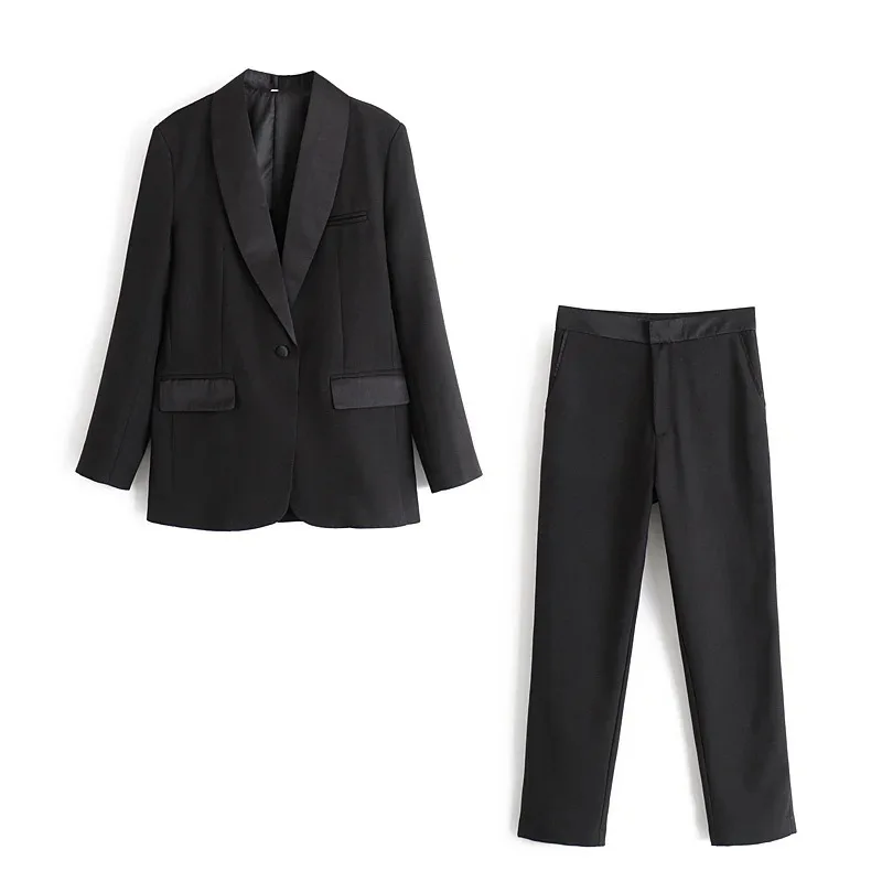 Women Suits Autumn Vintage Black OL Work 2 Piece Set V-Neck Blazer Jacket Coat & Zipper Pants Suit Office Tops Trousers Female
Women Suits Autumn Vintage Black OL Work 2 Piece Set V-Neck Blazer Jacket Coat & Zipper Pants Suit Office Tops Trousers Female