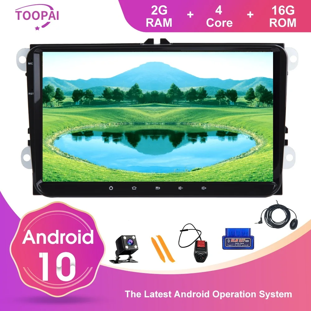 Мультимедийный плеер Toopai стерео система на Android 10 с GPS для VW/Volkswagen/Golf/Polo/Tiguan/Passat/B7/B6