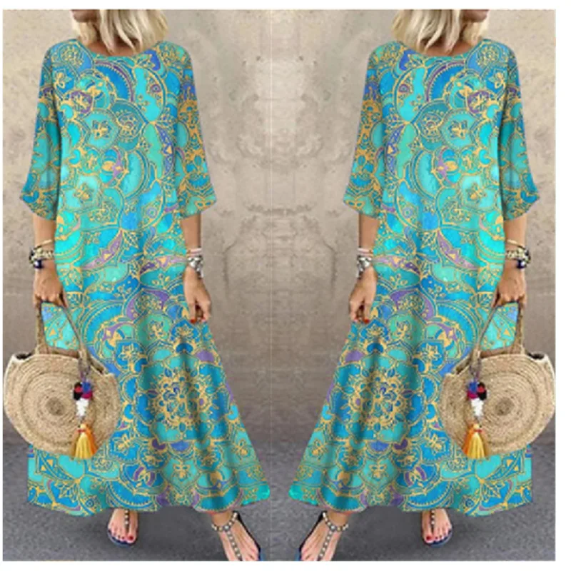 Intellectual Temperament Summer Ankle-Length Long Dress Vintage Print Office Lady Loose Three Quarter Sleeve Women's Dresses
Intellectual Temperament Summer Ankle-Length Long Dress Vintage Print Office Lady Loose Three Quarter Sleeve Women's Dresses