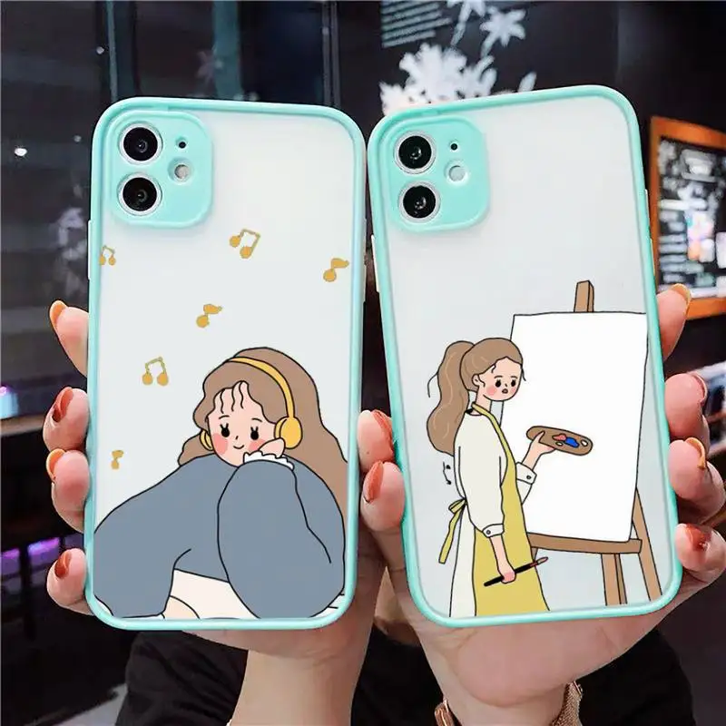 Aesthetic cartoon girl Phone Case For iPhone 12 11 Mini Pro XR XS Max 7 8 Plus X Matte transparent blue Back Cover
Aesthetic cartoon girl Phone Case For iPhone 12 11 Mini Pro XR XS Max 7 8 Plus X Matte transparent blue Back Cover