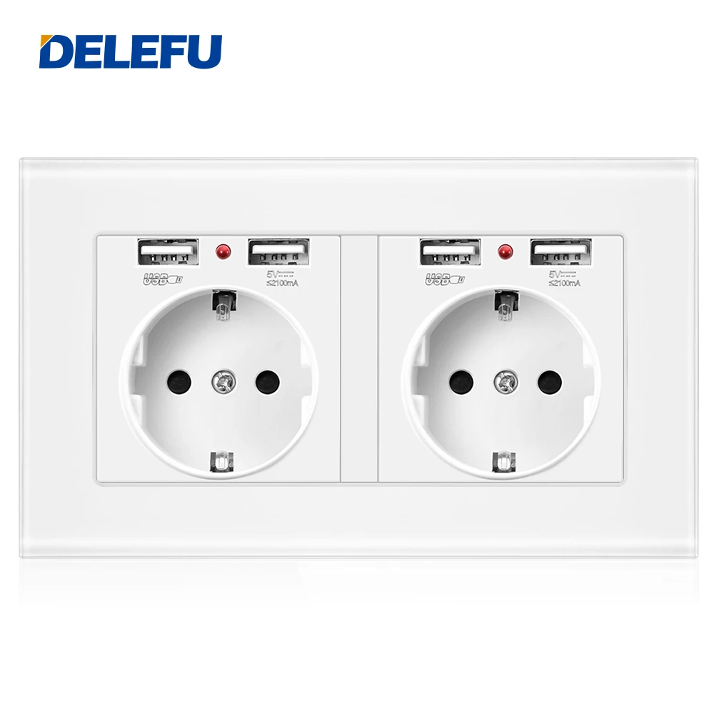 DELEFU EU Standard Electrical White Wall Charger Adapter Charging Wall Germany Plug Socket Power Outlets,16A,Type 86,Glass Panel
DELEFU EU Standard Electrical White Wall Charger Adapter Charging Wall Germany Plug Socket Power Outlets,16A,Type 86,Glass Panel