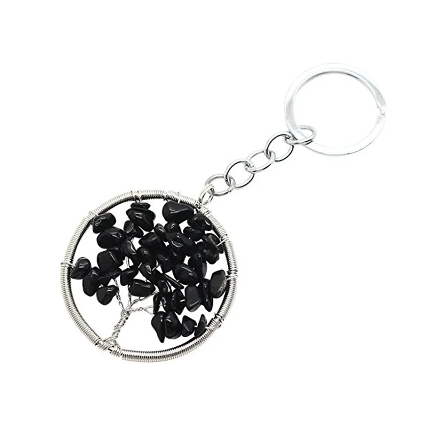 Trendy Silver Plated Circle Tree of Life Black Agates Round Key Chain Fashion Plant Jewelry
Trendy Silver Plated Circle Tree of Life Black Agates Round Key Chain Fashion Plant Jewelry