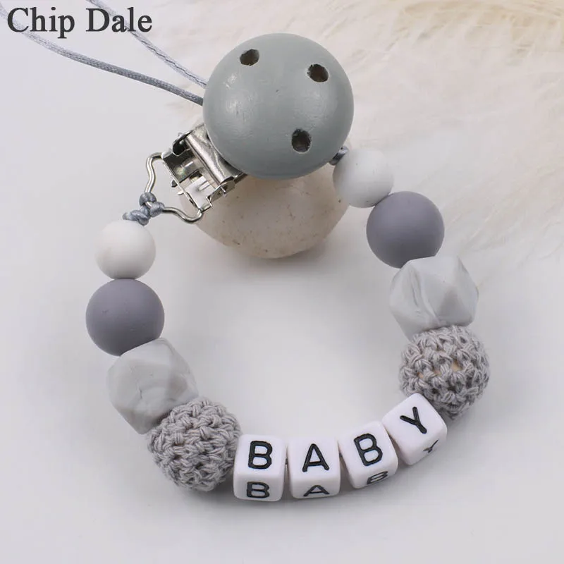 

Chip Dale Personalized Name Silicone Baby Pacifier Clips DIY Pacifier Chain for Baby Teething Soother Chew Toy Dummy Clip Holder