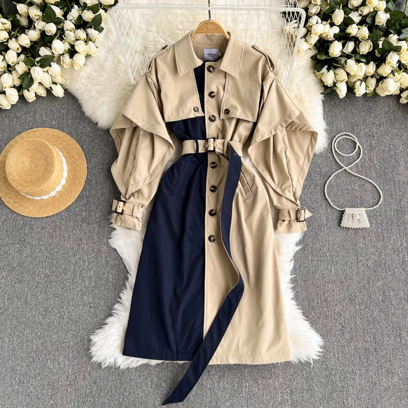 New Fashion 2021 Fall Spring Casual Single Breasted Patchwork Color Classic Ruffle Long Trench Coat Belt Chic Female Windbreaker
New Fashion 2021 Fall Spring Casual Single Breasted Patchwork Color Classic Ruffle Long Trench Coat Belt Chic Female Windbreaker